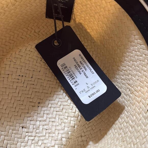 NWT rag & bone packable straw Fedora hat - Picture 4 of 4
